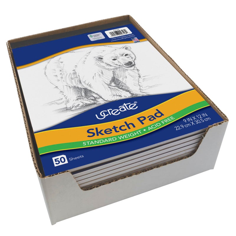 UCreate Sketch Pad, Standard Weight, 9" x 12", 50 Sheets - Image 3